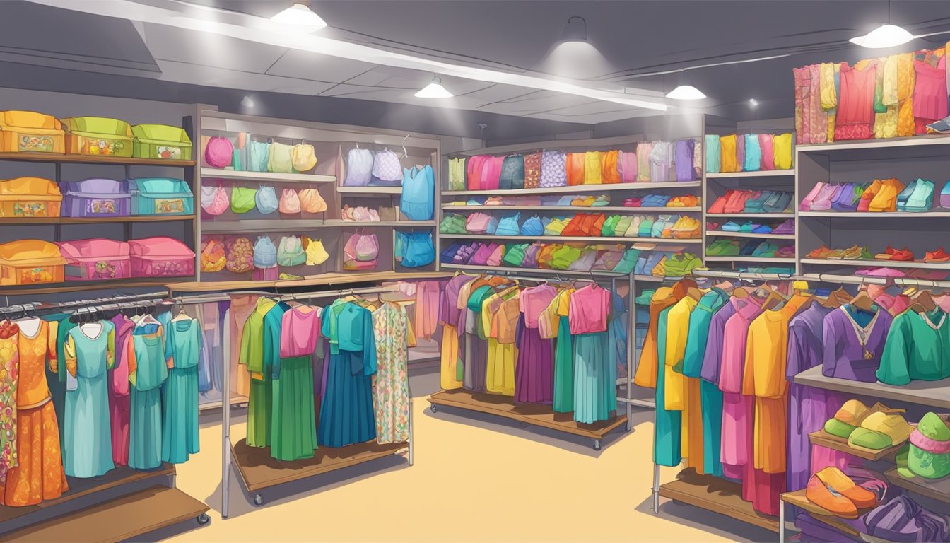 Colorful costumes line the shelves of top shops in Singapore, with a variety of styles and themes available for purchase