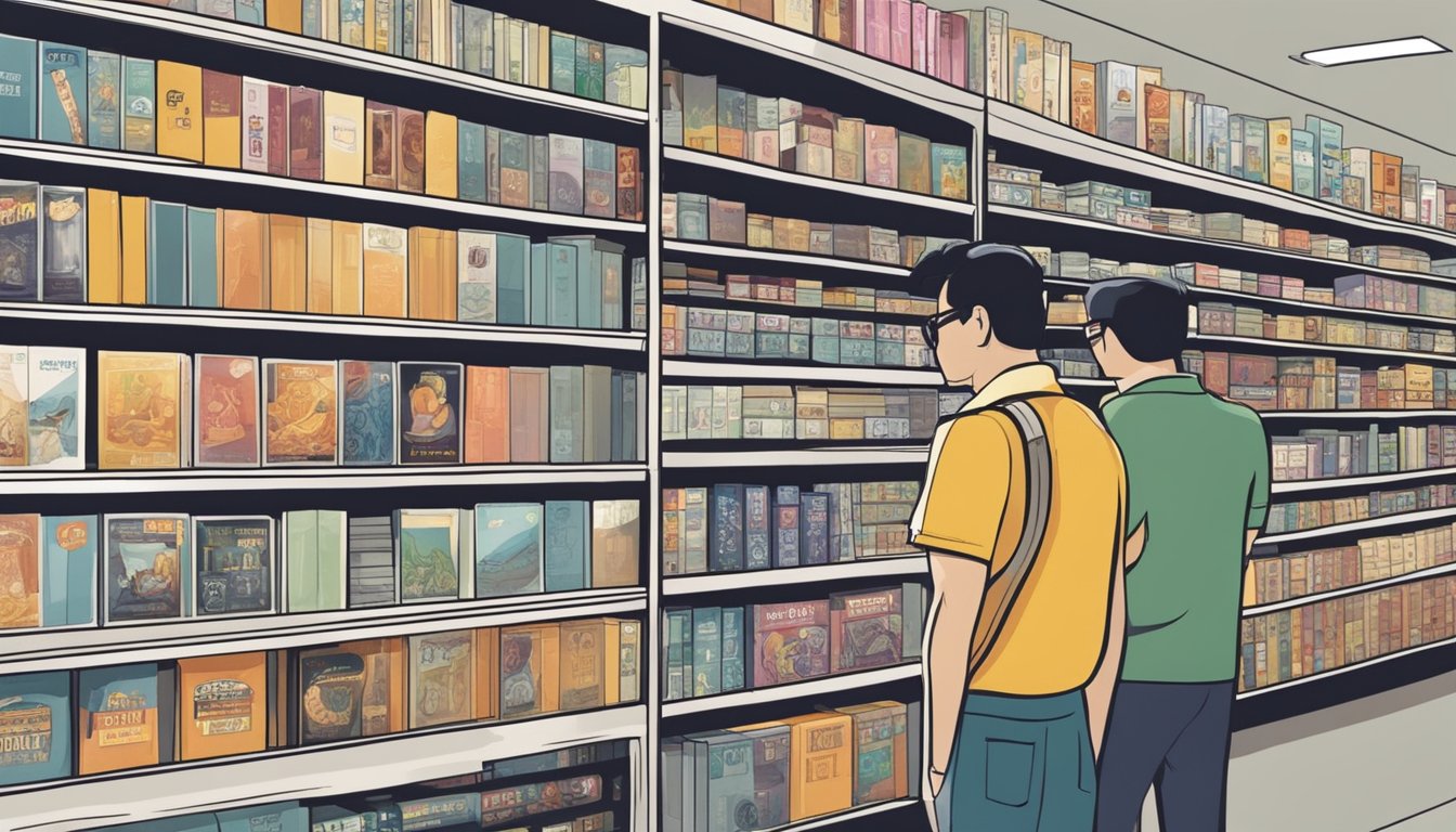 Customers browsing shelves of film at a store in Singapore