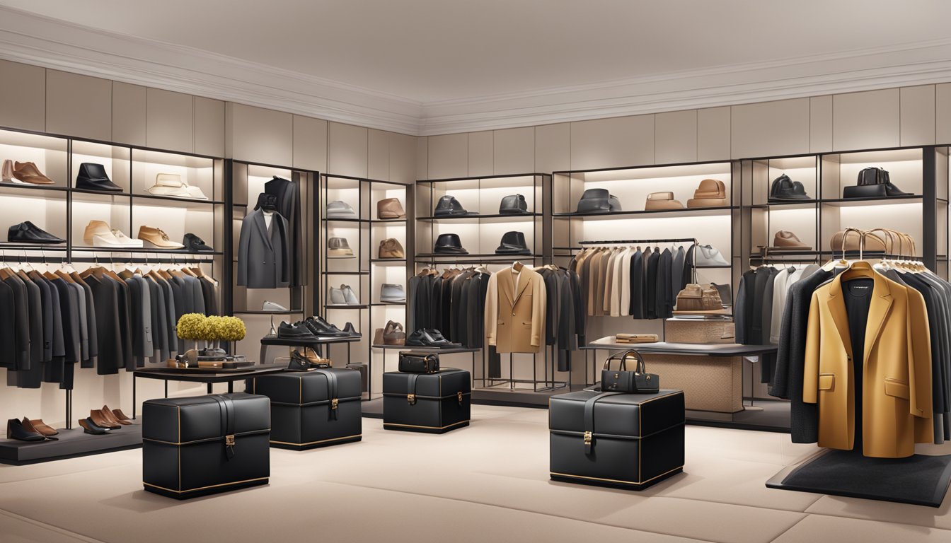 A luxurious display of LVMH fashion and leather goods brands, arranged in an elegant and sophisticated manner