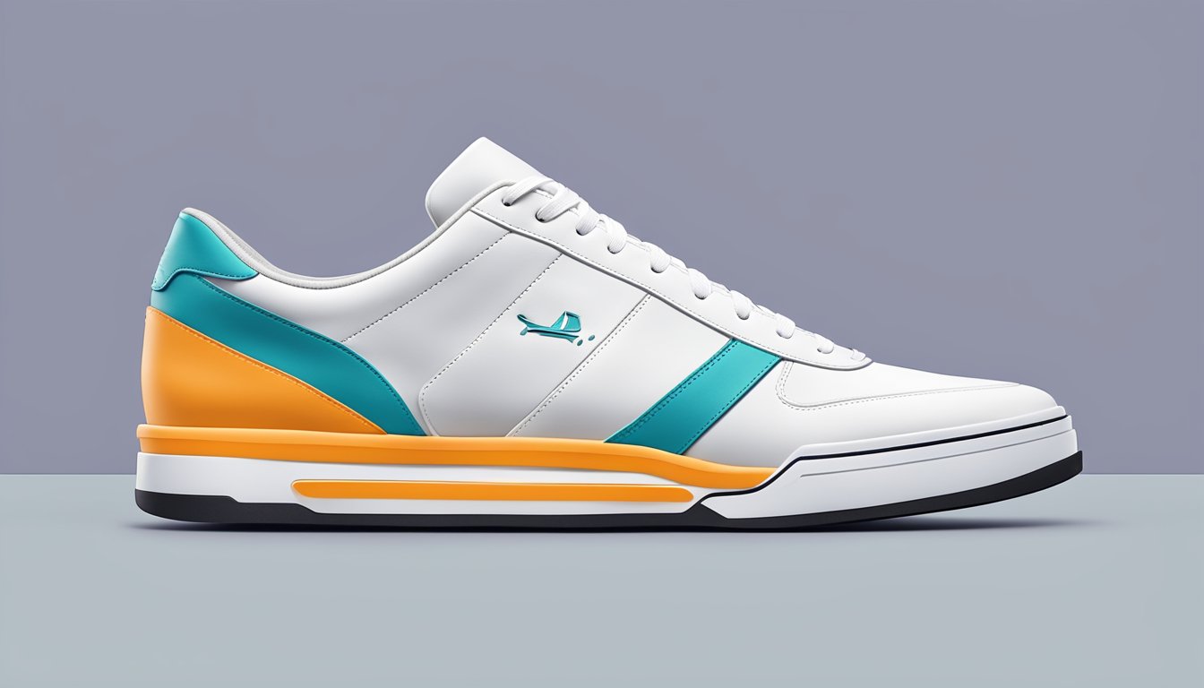 A sleek, modern sneaker sits atop a clean, minimalist background, with emphasis on the brand logo and a focus on comfort and functionality