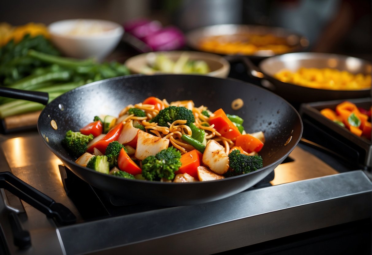 A wok sizzles with vibrant veggies and lean protein, infused with traditional Chinese flavors, but with a healthy twist
