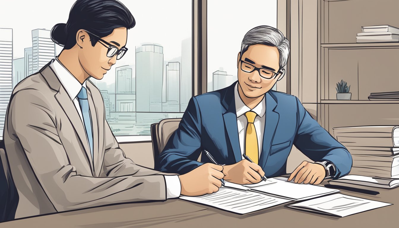 A borrower signing a loan agreement with a direct lender in Singapore