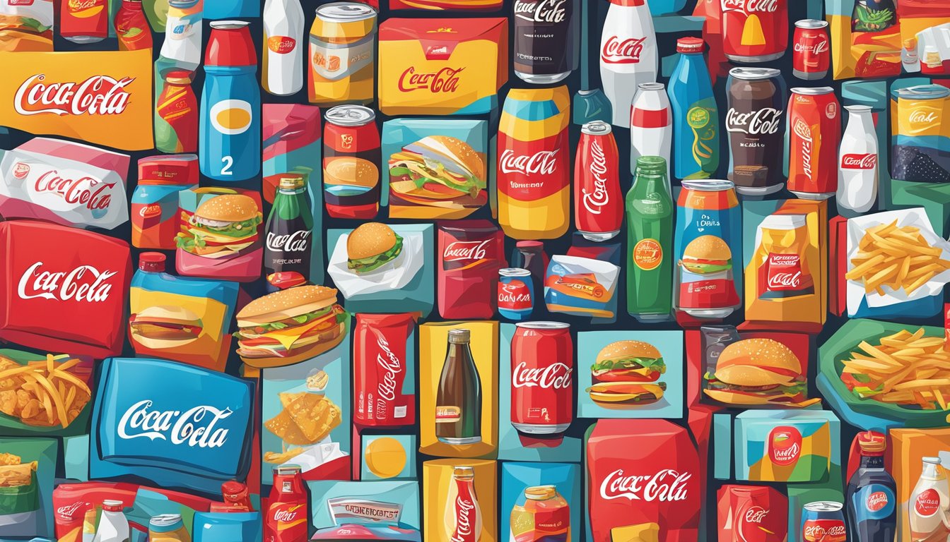 A colorful array of iconic US brands, such as Coca-Cola, McDonald's, and Nike, stand out against a backdrop of diverse consumer products