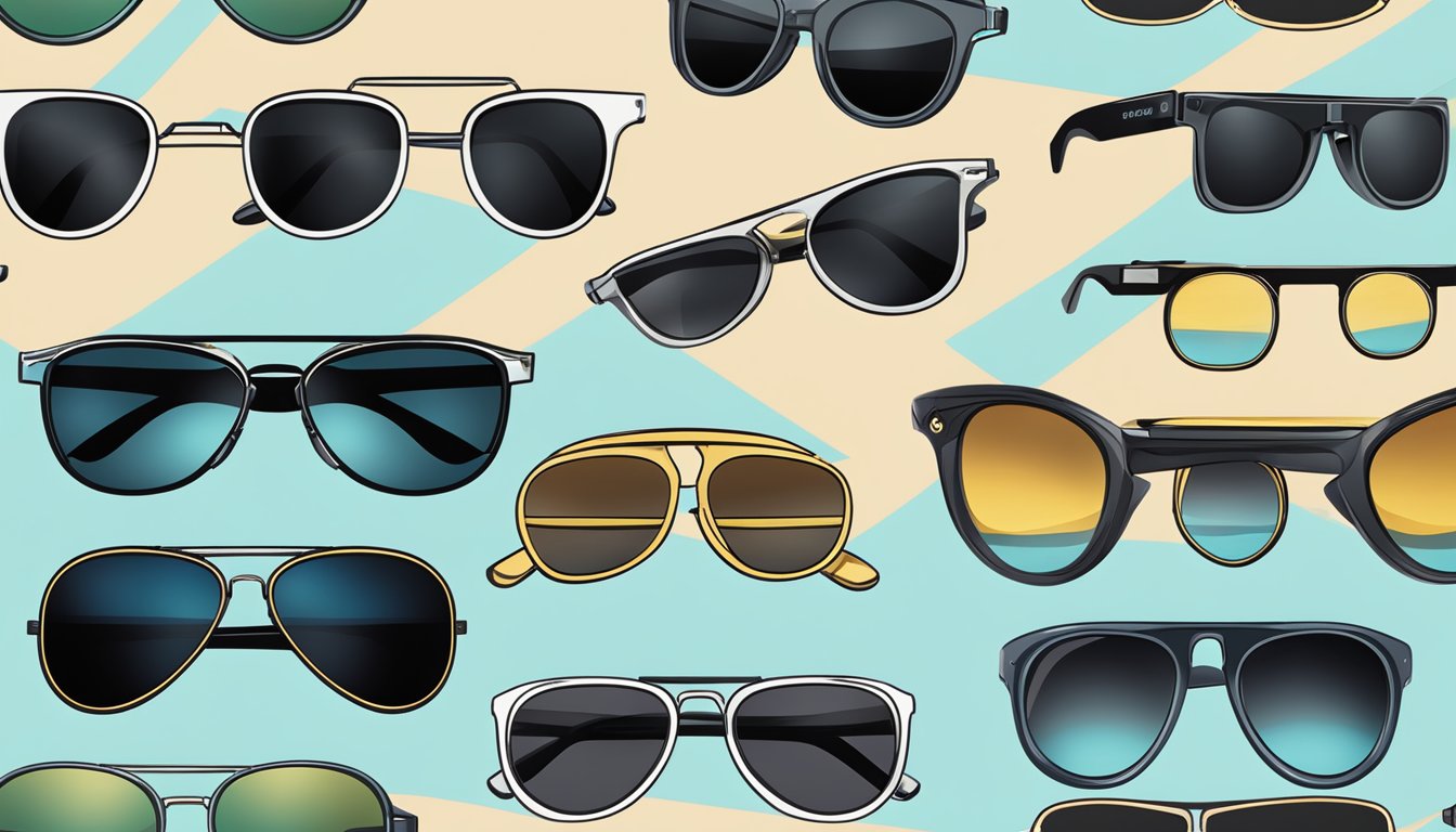A computer screen showing a website with a variety of aviator sunglasses available for purchase
