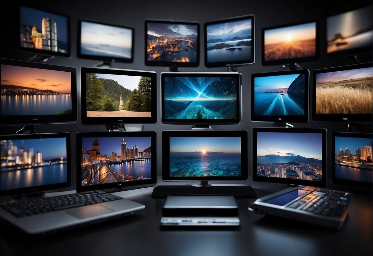 A computer screen displaying various content templates