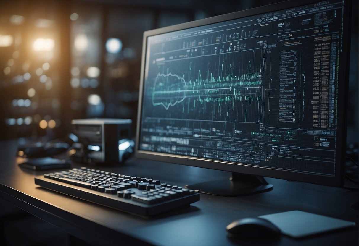 A computer screen displaying complex algorithms and code, surrounded by various tools and options for customization