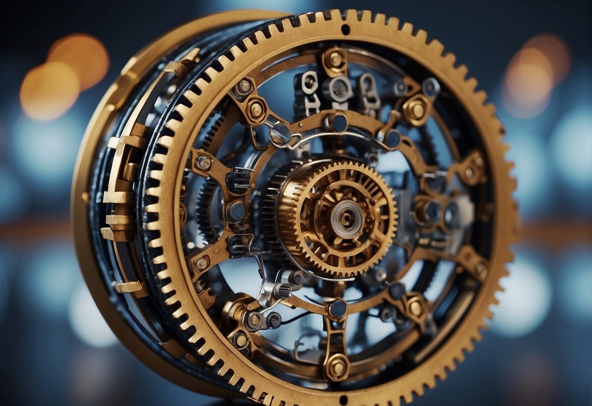 Various AI components interact, symbolized by interconnected gears and circuits. Challenges are illustrated by obstacles, while solutions are represented by clear pathways and connections