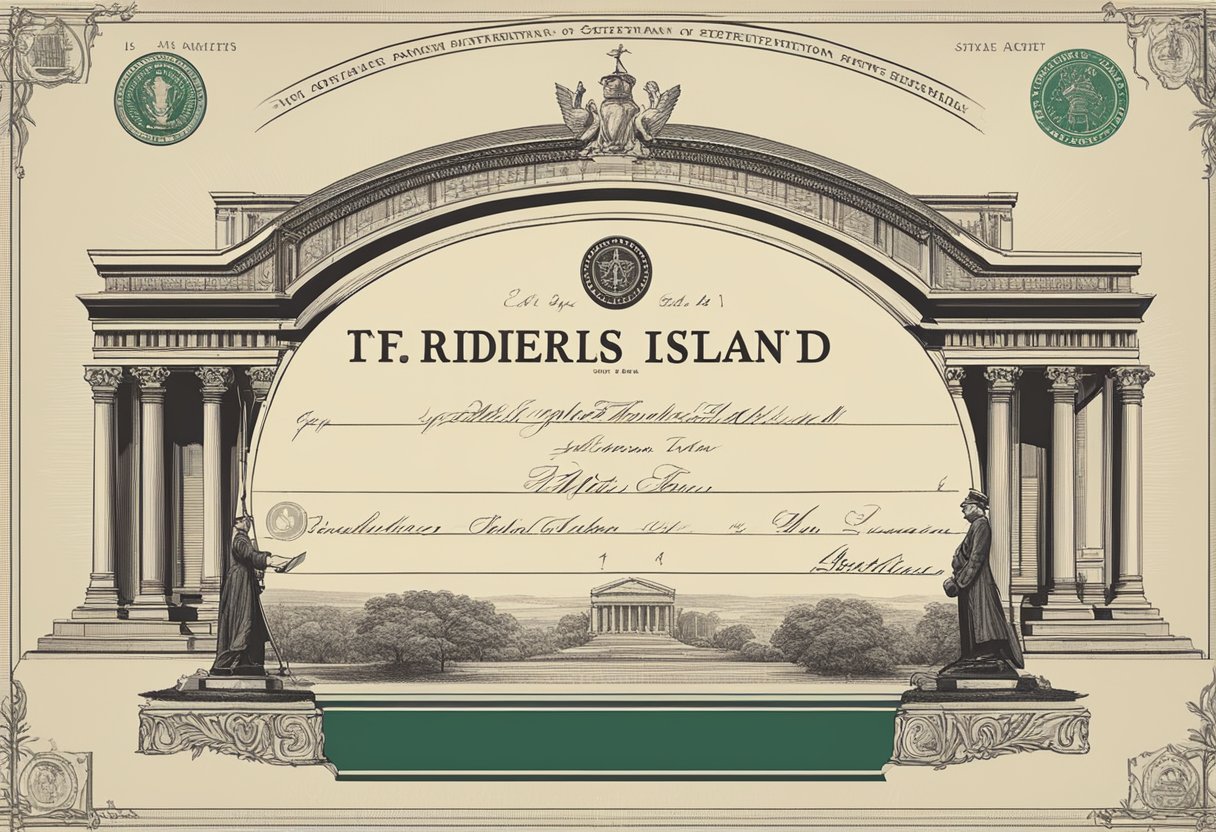 The Rhode Island Secretary of State stamps an official document with an apostille seal