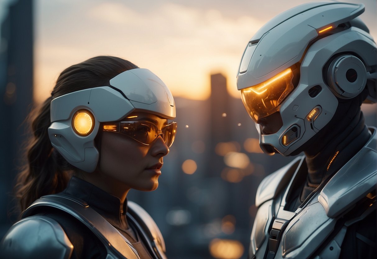 A futuristic gaming world with AI-controlled characters, virtual environments, and advanced gaming technology