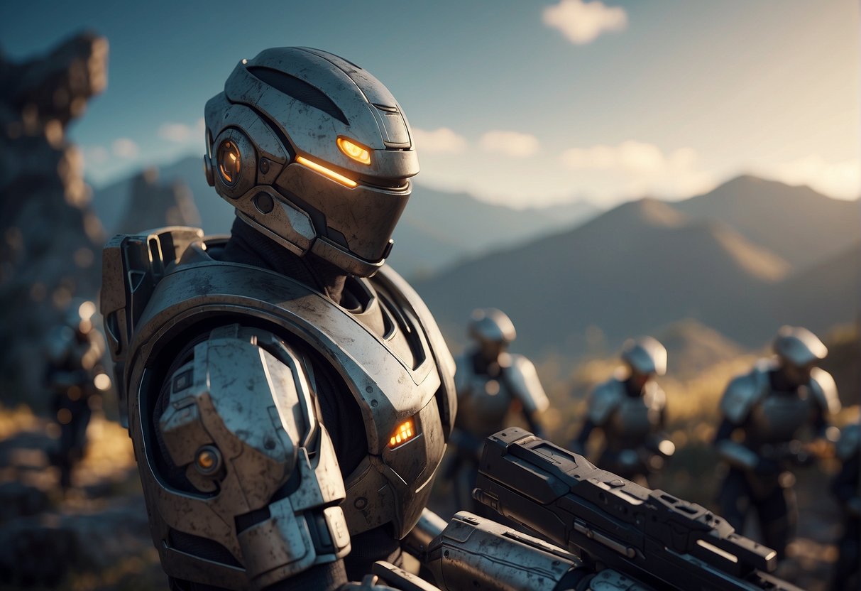 AI characters engaging in strategic battles in various game environments, from futuristic sci-fi landscapes to medieval fantasy realms