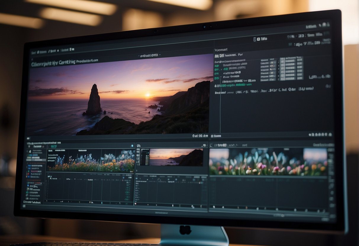 A computer screen displaying a video editing software with a list of frequently asked questions