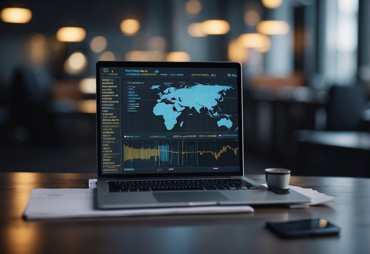 AI fact checker tool scanning and verifying information with digital interface and data visualization