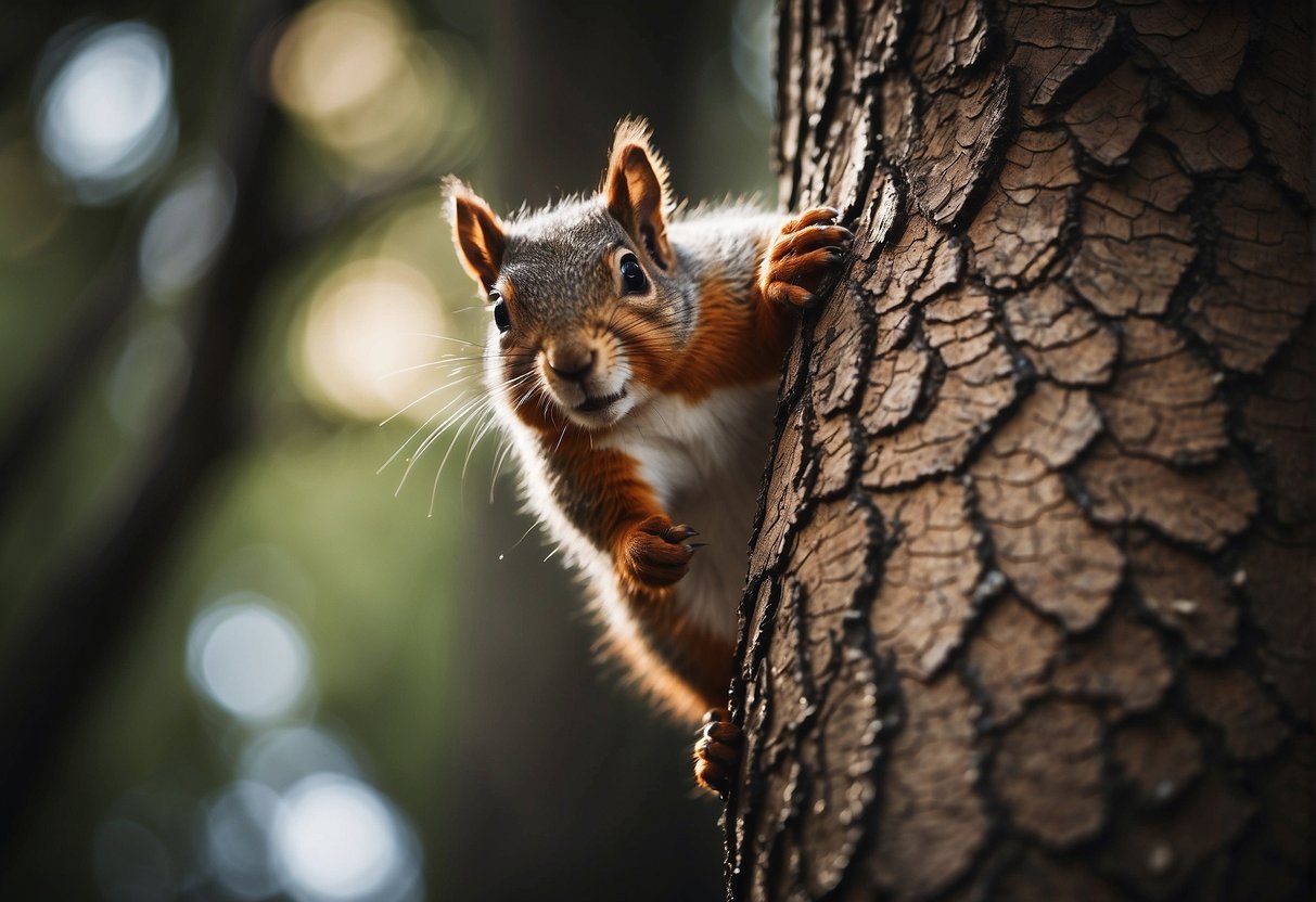 Squirrels deterred by metal cones on tree trunks