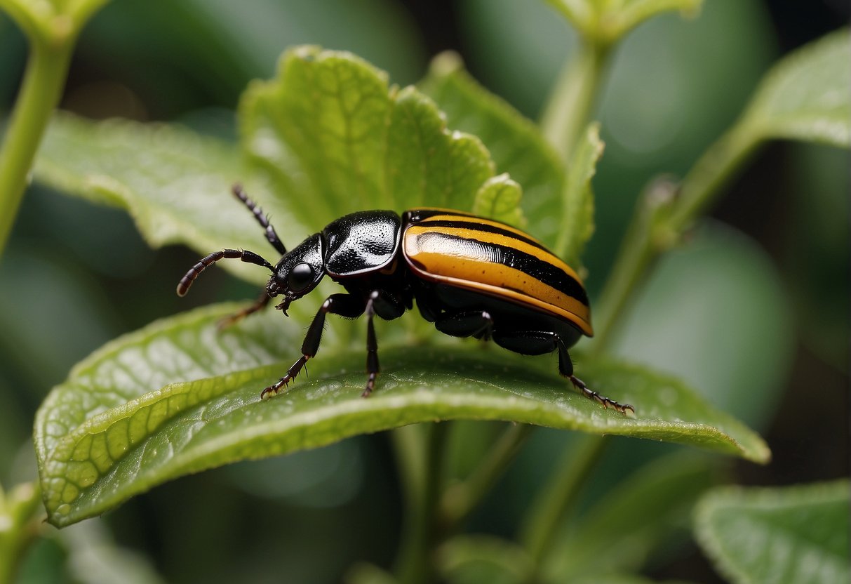 Asiatic garden beetle being removed from plants using organic pest control methods