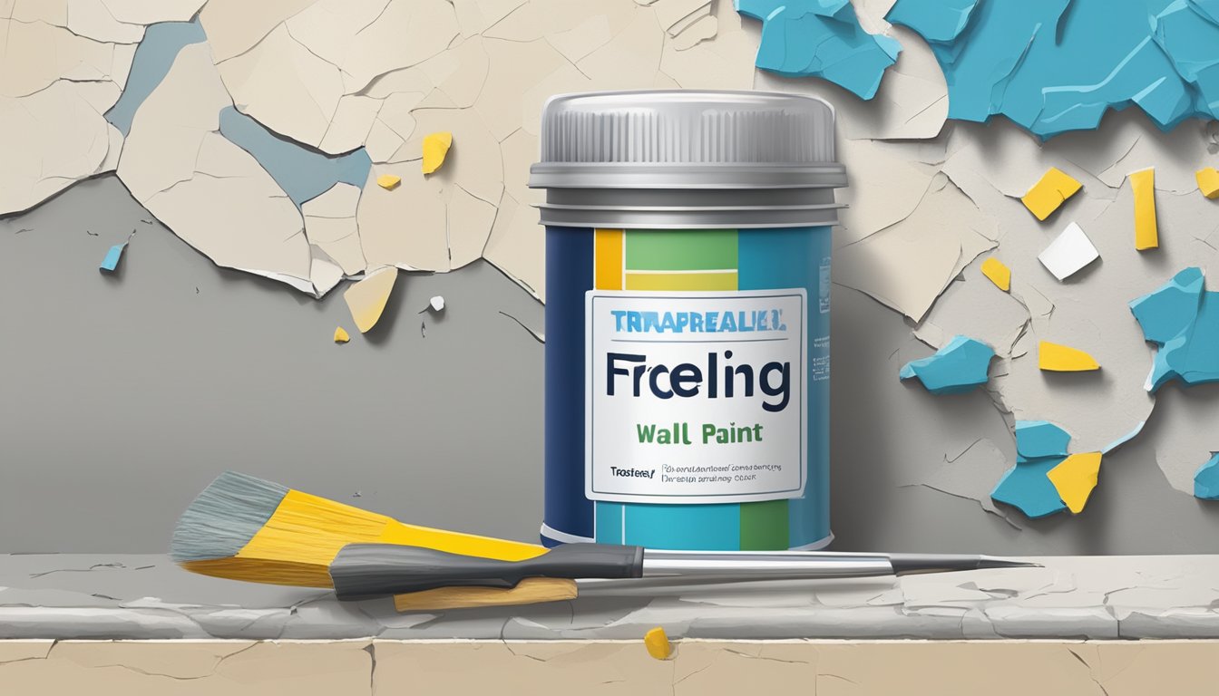 A peeling section of wall reveals layers of old paint, with cracked and chipped surfaces. A lead testing kit sits nearby, ready for use