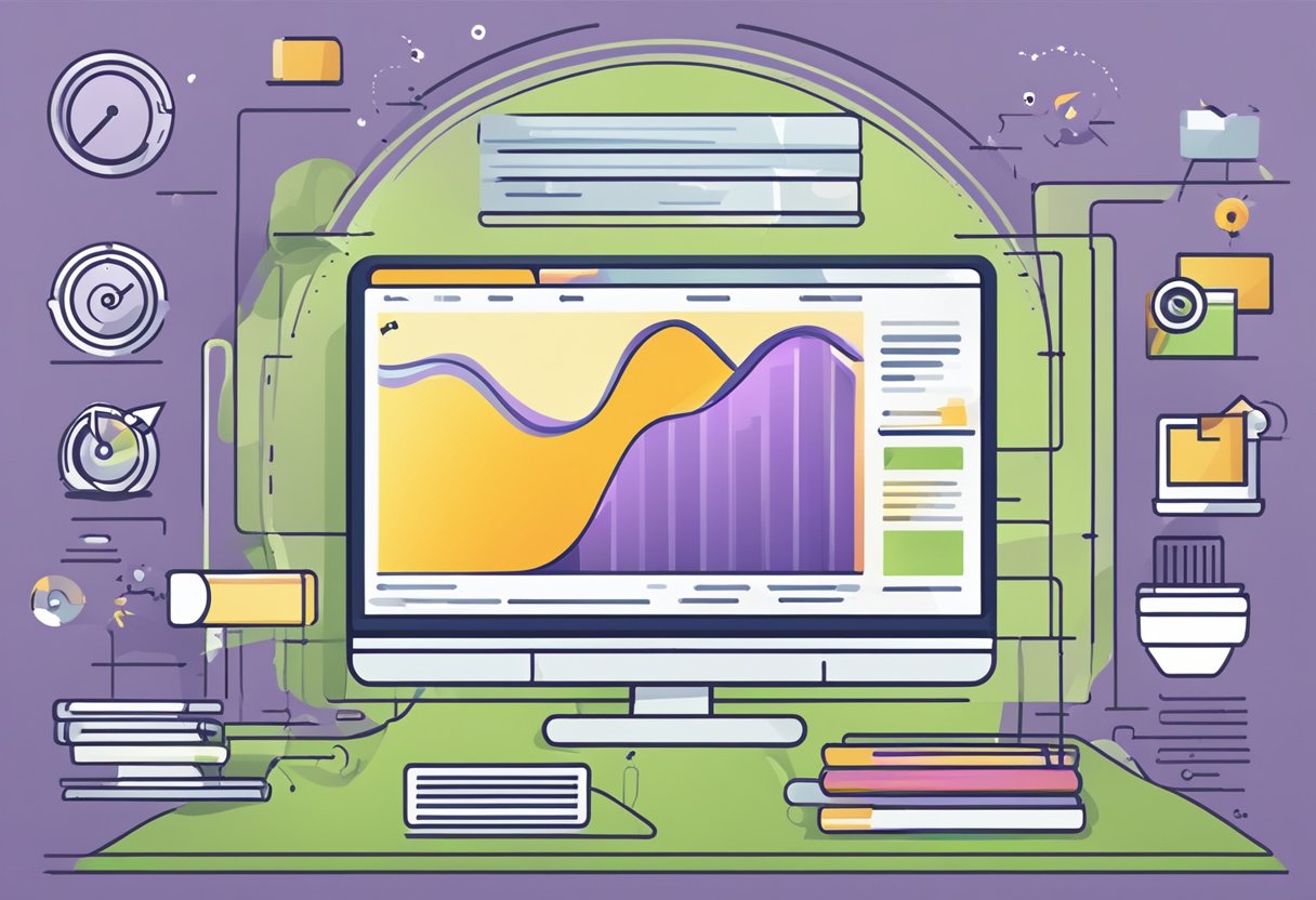 A computer screen displaying a webpage loading quickly, with technical aspects and best practices for website load time optimization highlighted