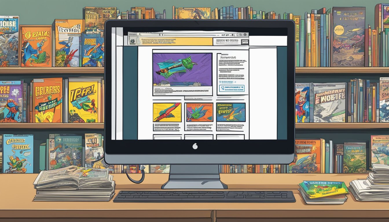 A computer screen showing a website with old comic books for sale. A cursor hovers over the "Add to Cart" button