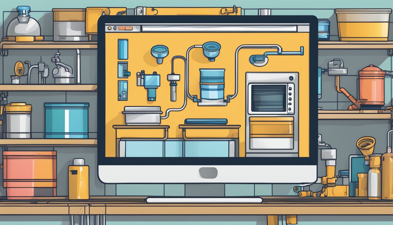 A computer screen with a website open, showing a variety of plumbing materials available for purchase