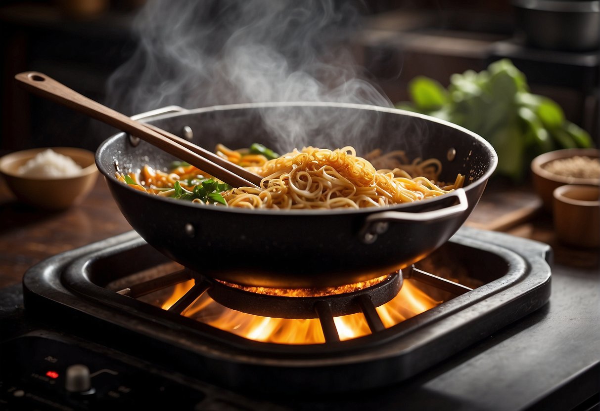 A wok sizzles with soy sauce, garlic, and ginger. Cornstarch thickens the bubbling mixture, creating a glossy, savory brown sauce