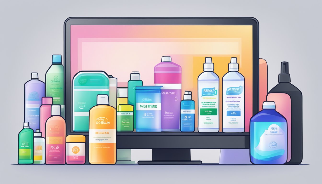 A computer screen displaying a variety of rubbing alcohol products available for purchase online, with different brands, sizes, and prices