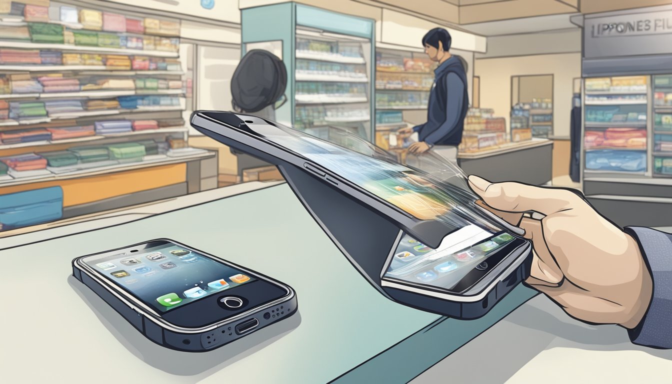 A hand reaches out to purchase an iPhone 5 in a Singaporean store