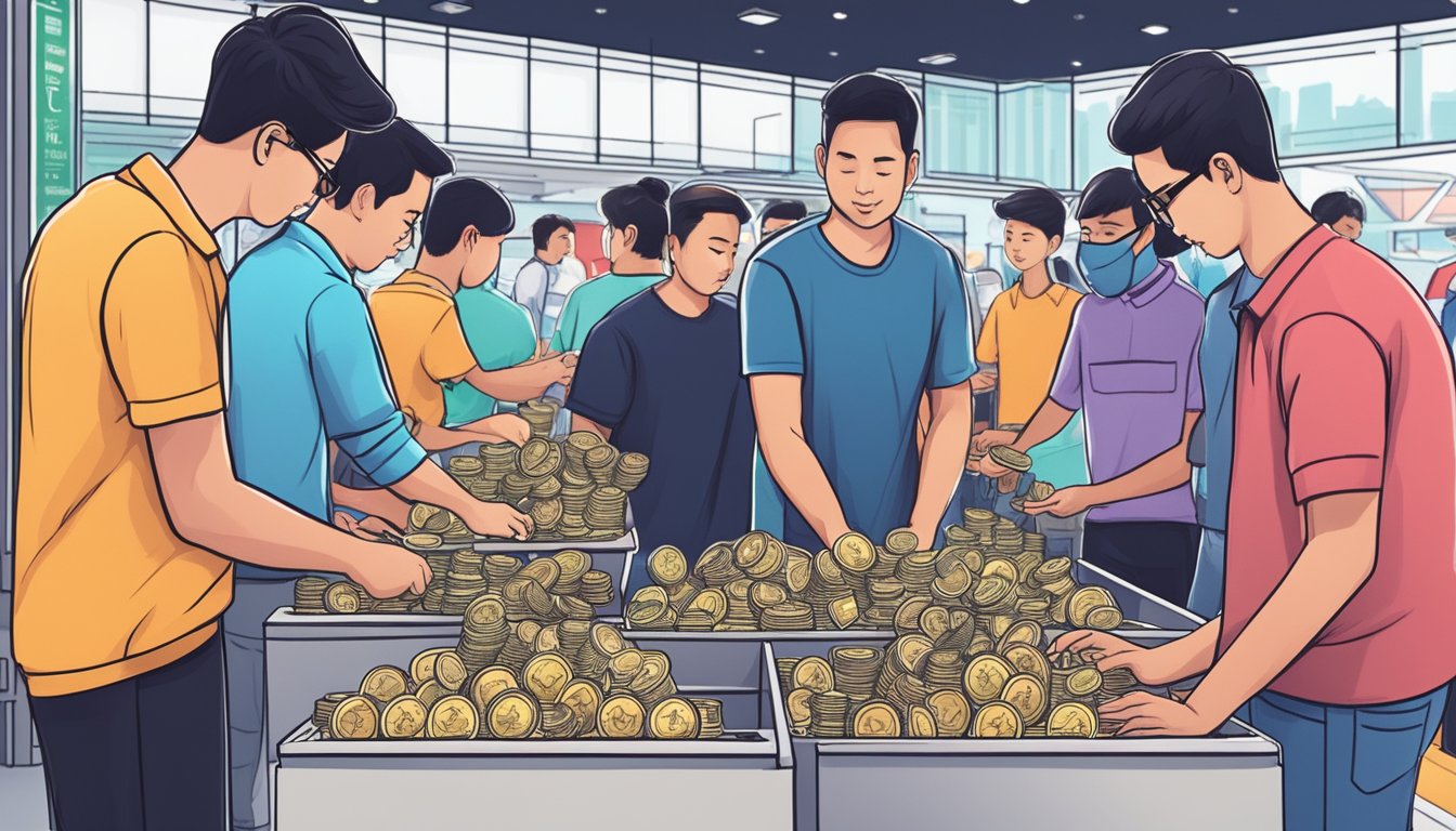 People in Singapore buying cryptocurrency at a local exchange
