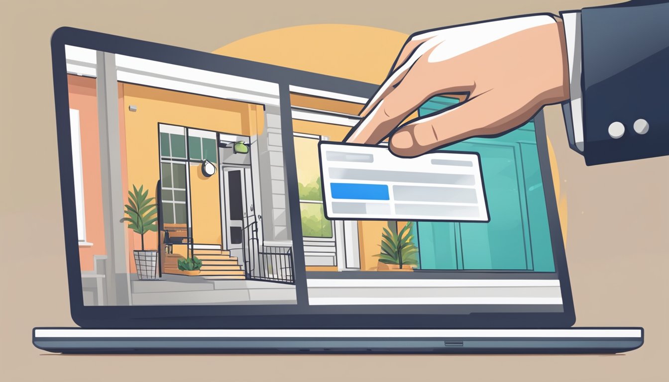 A hand clicks "buy" on a laptop, then a watch is delivered to a doorstep in Malaysia