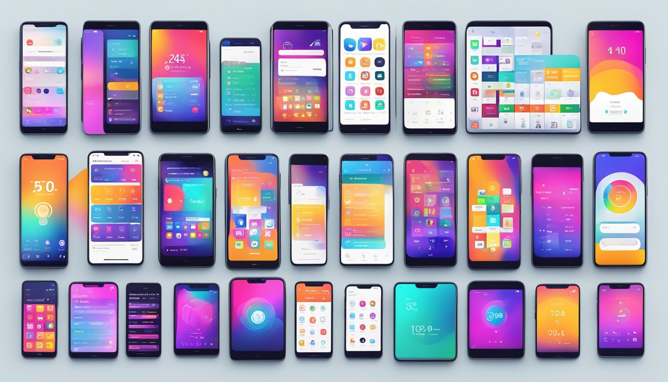 2024 Smartphone Brand Rankings: Top brands displayed on a digital screen with bold, vibrant colors and sleek, modern design