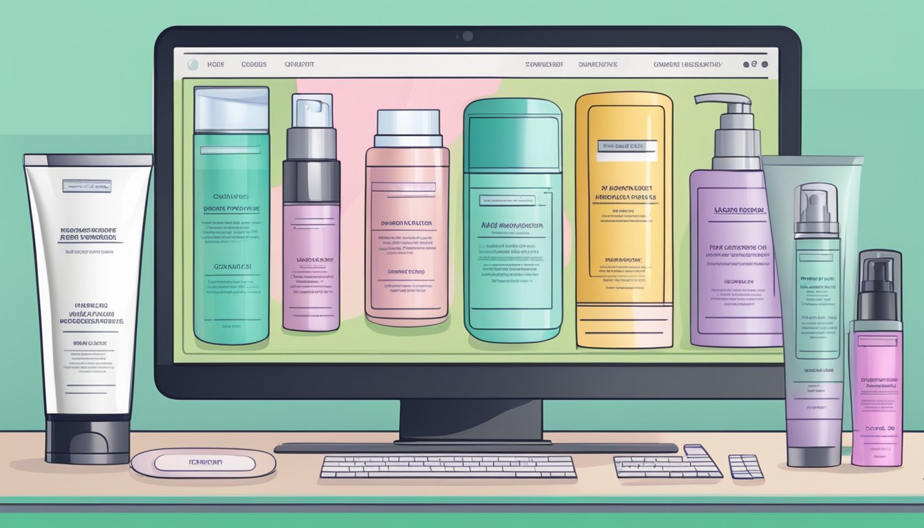 A computer screen showing a website with a variety of moisturizers available for purchase