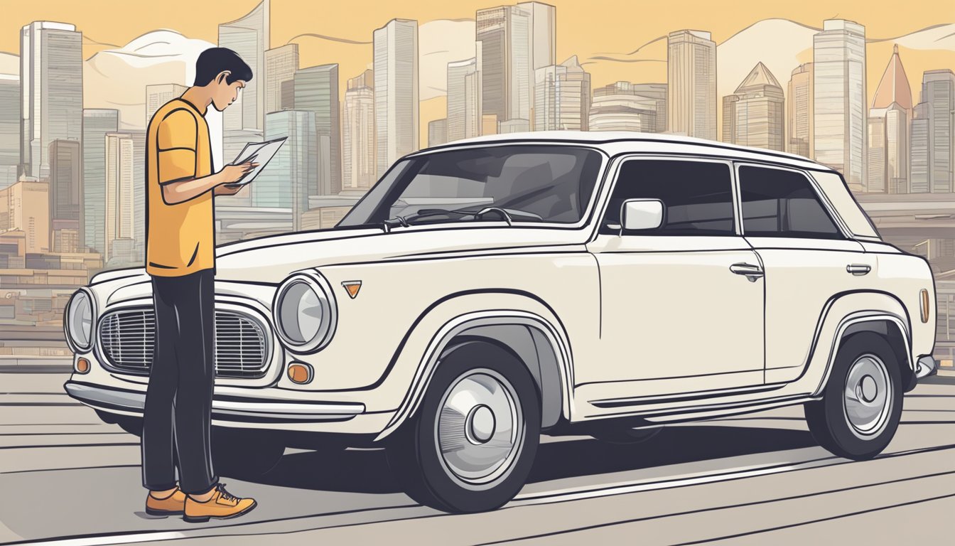 A customer browsing a list of frequently asked questions about buying a COE car in Singapore