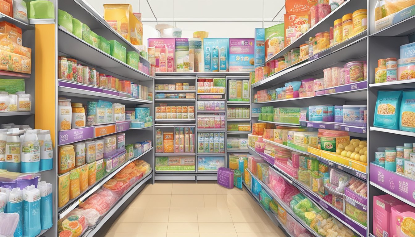 A display of seasonal specials and household necessities at Daiso Best Buys in Singapore