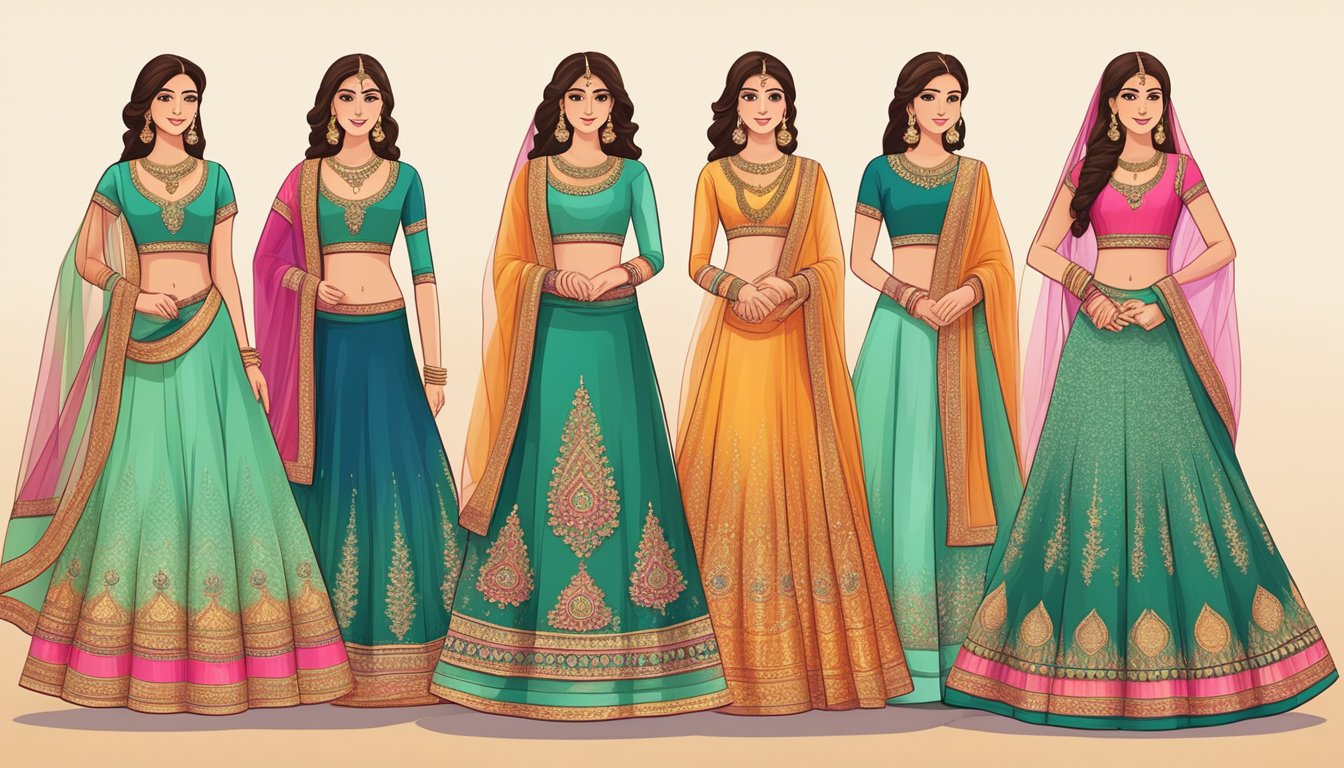 A computer screen displaying various colorful and intricately designed lehengas, with easy-to-use filters and size options for online purchase