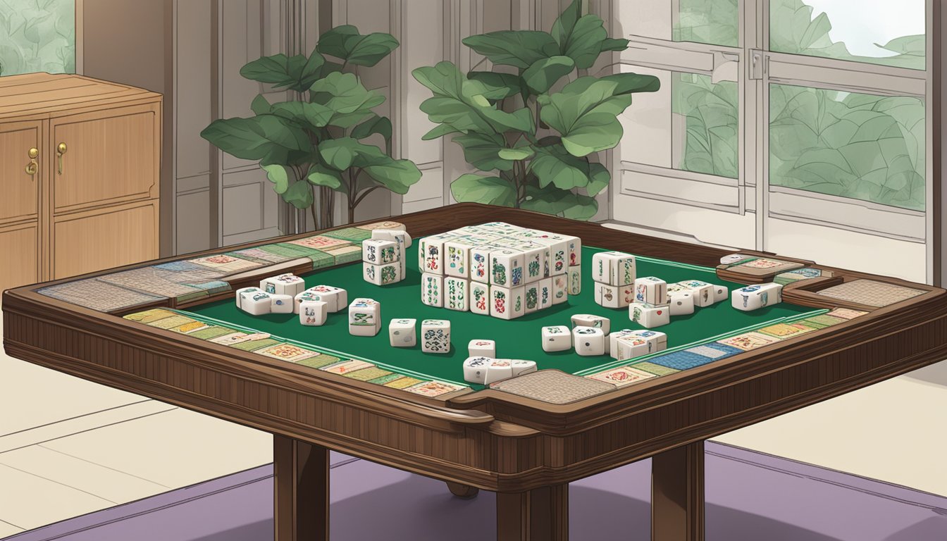 A mahjong table displayed with online purchase FAQs in Singapore