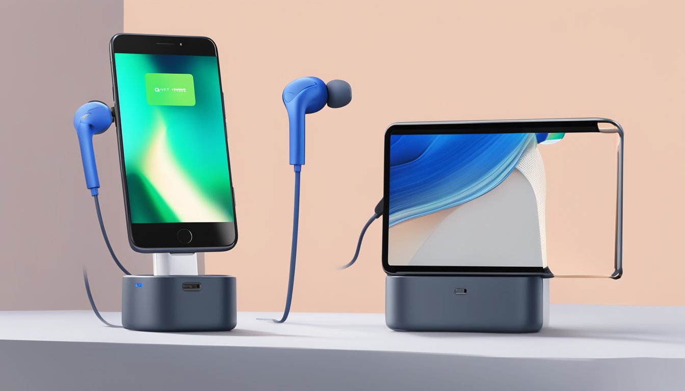 A hand reaches for a pair of Pixel USB-C earbuds at Best Buy, displayed on a stand with a price tag