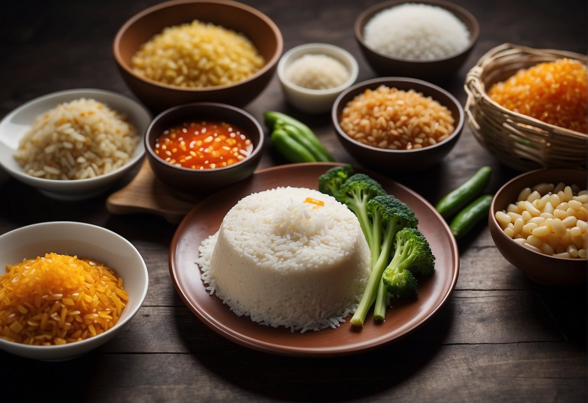 A table set with various dishes of glutinous rice flour recipe and Chinese condiments for pairing