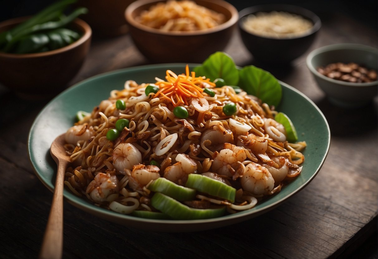 A table displaying nutritional values for Chinese char kuey teow ingredients