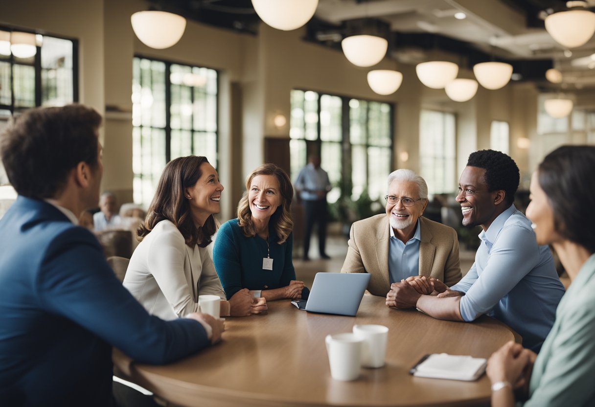 A group of professionals engage in networking and professional development discussions on becoming an executive director of assisted living