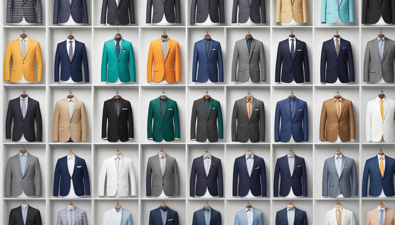 A display of top 10 blazer brands showcased on a sleek, modern backdrop with each brand's logo prominently featured