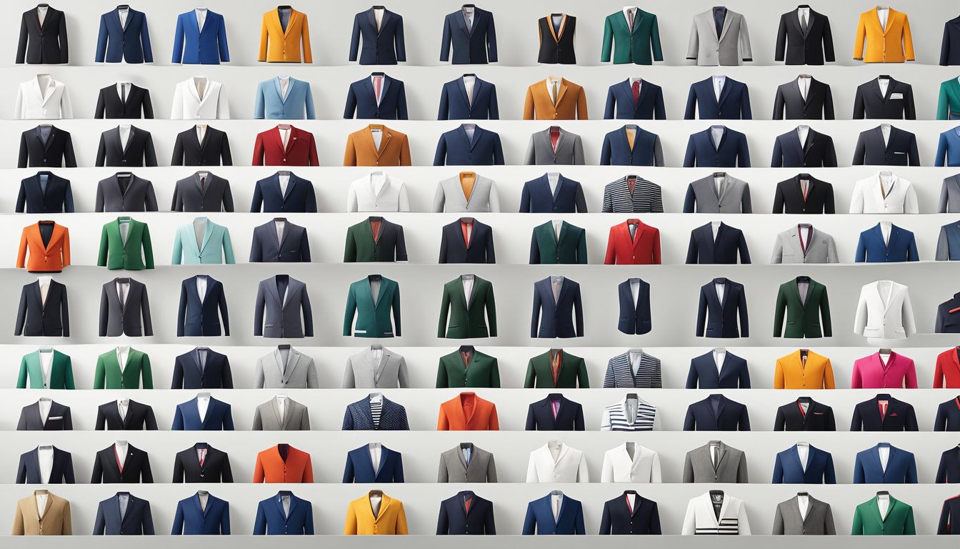 A lineup of 10 iconic blazer brands displayed on a sleek, modern backdrop. Each brand's logo is prominent and stylishly presented