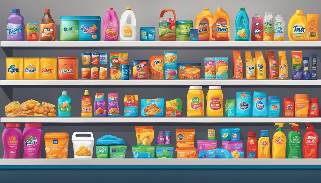 Top brands displayed on shelves, with vibrant packaging and bold logos