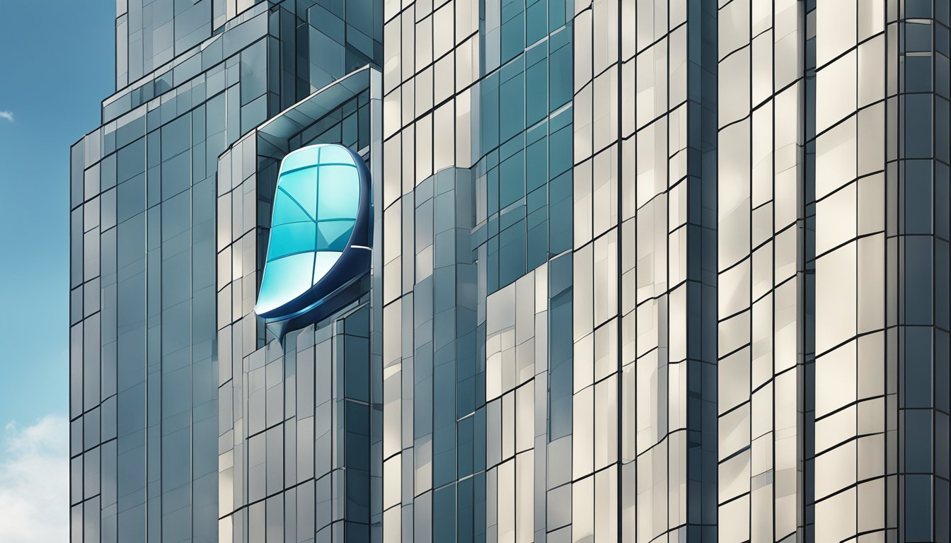 A logo of a top global insurance brand displayed prominently on a modern skyscraper