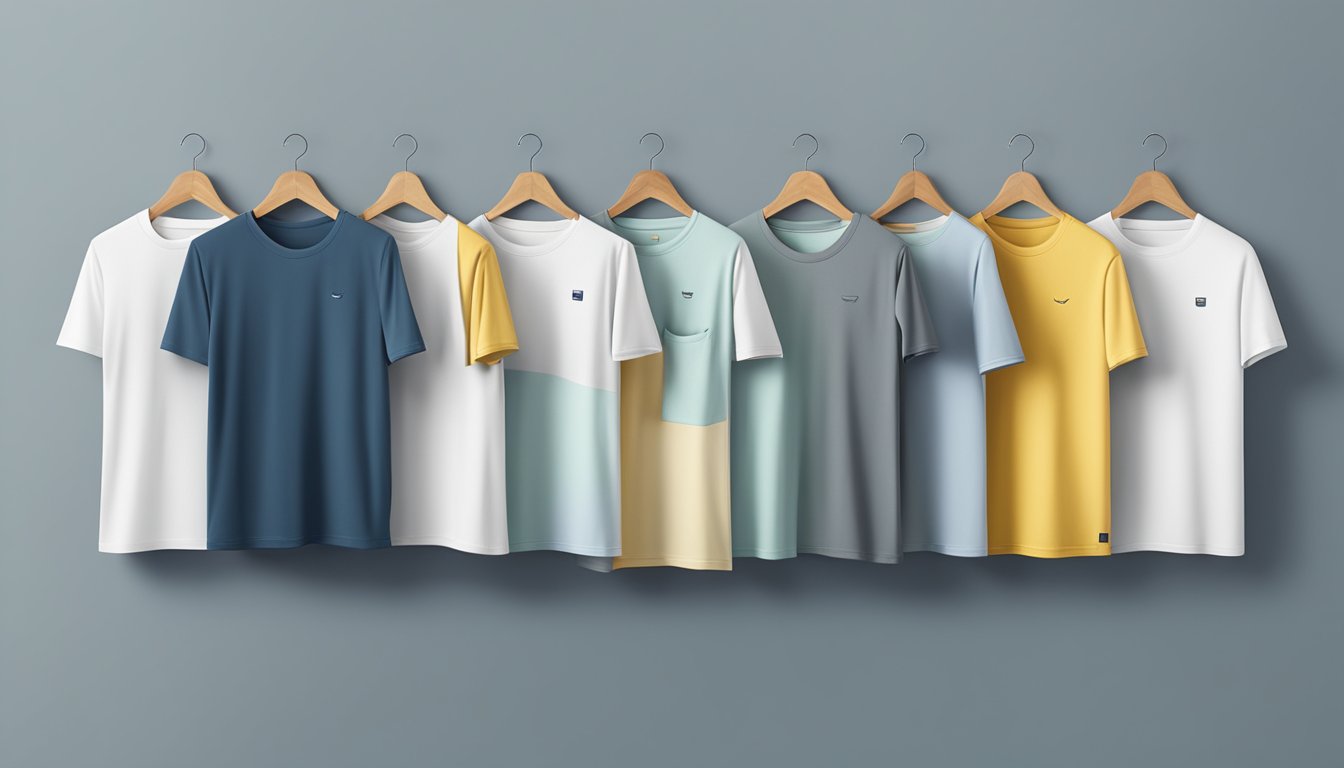 A lineup of top plain t-shirt brands with their unique offerings displayed on a clean, minimalist backdrop