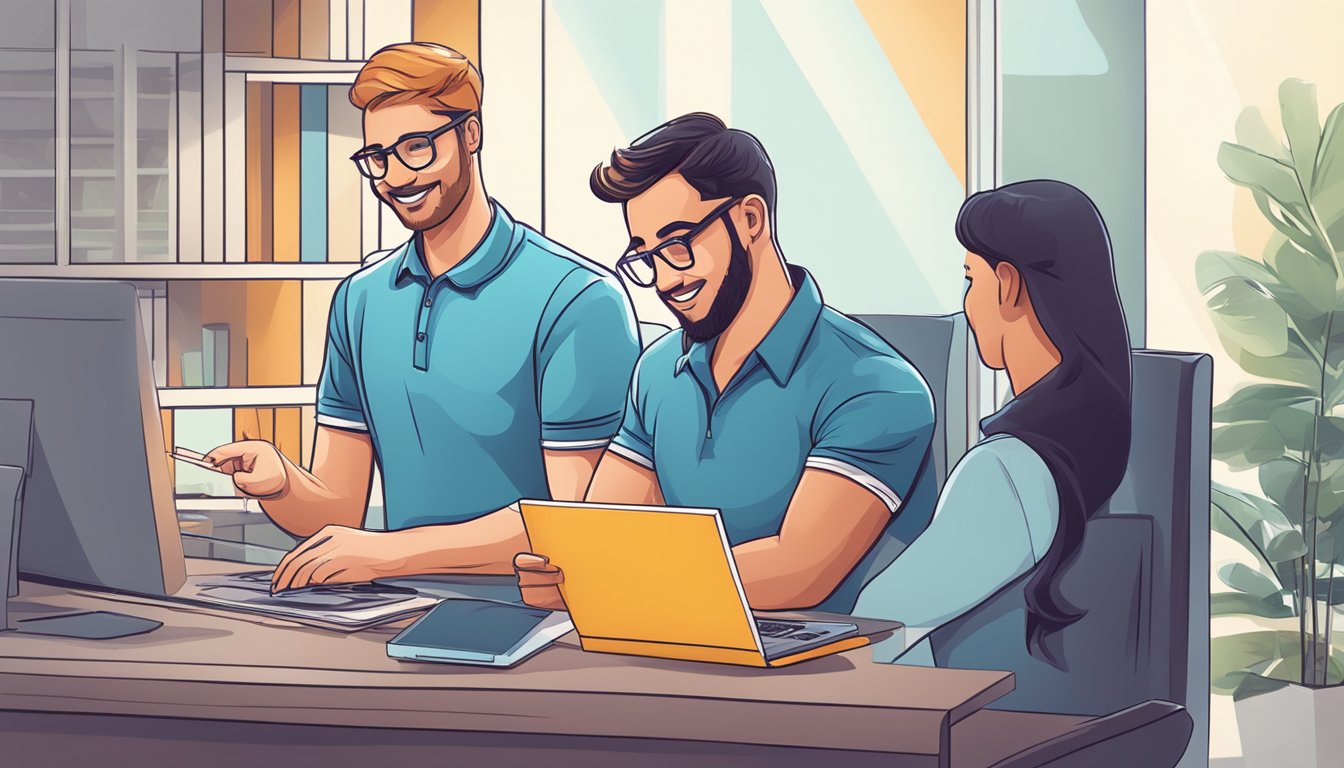 A customer places an order for a trophy online while receiving attentive customer care
