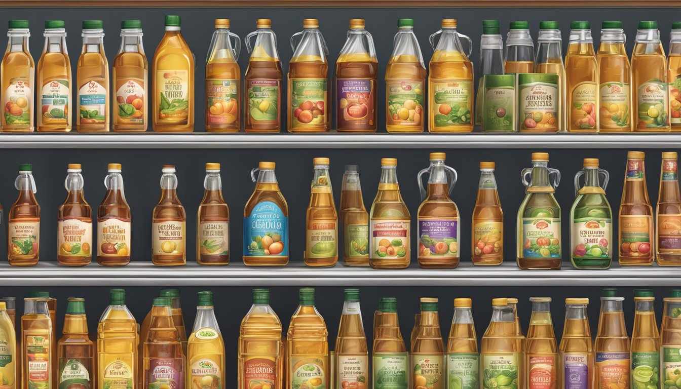 A store shelf displays apple cider vinegar bottles in Singapore
