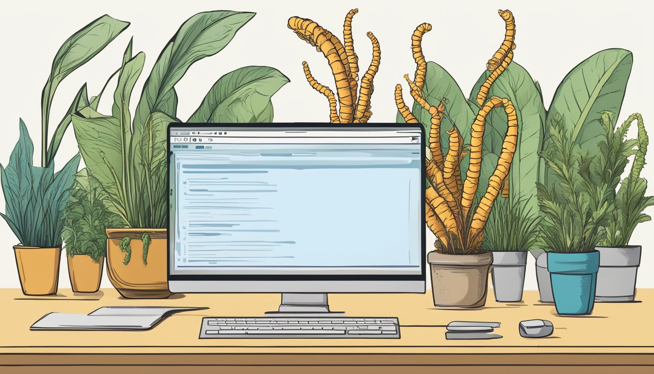 A computer screen displaying a webpage with the title "Frequently Asked Questions cordyceps buy online" and a list of questions and answers below