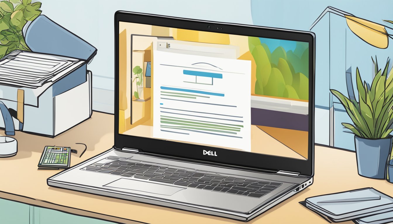 The Dell Inspiron 13 7000 is featured on a Best Buy FAQ page, with various questions and answers displayed on a computer screen