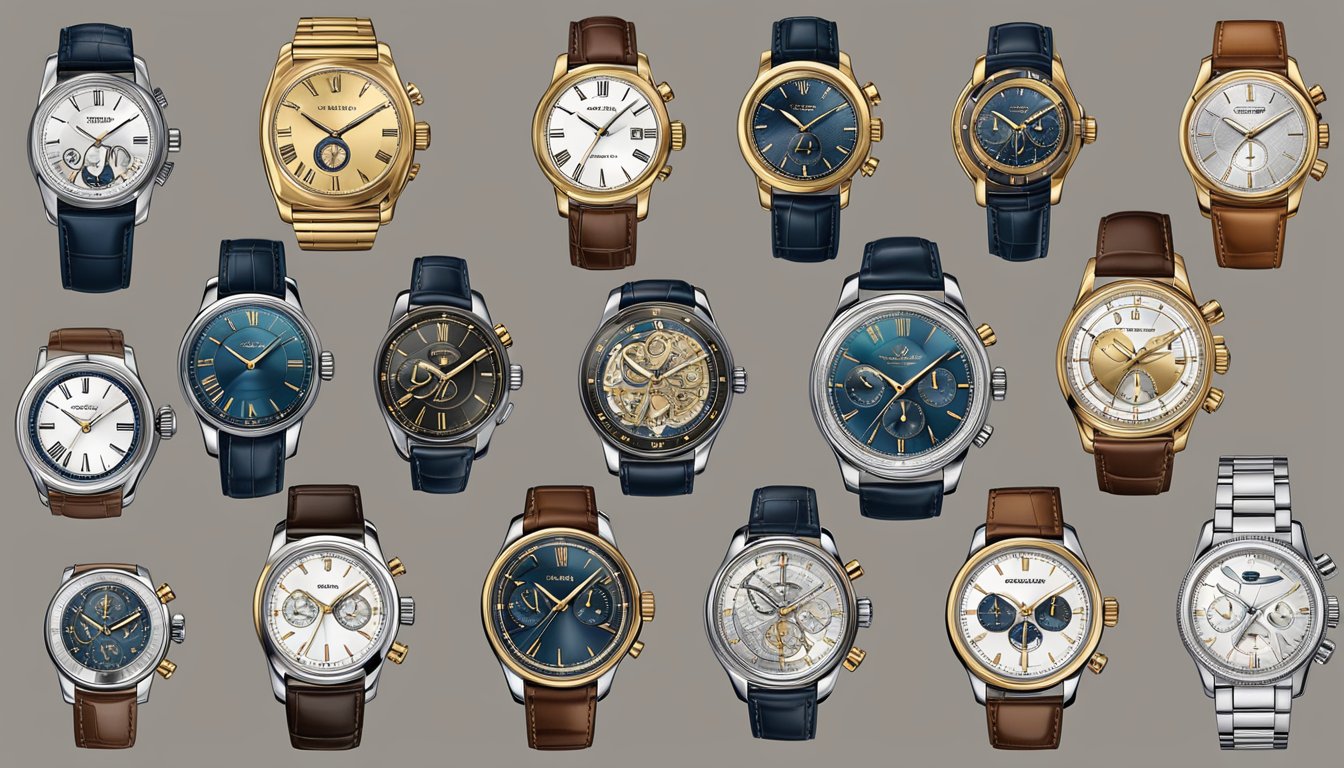 A collection of luxury watch brands under 2000, showcasing unique styles and features, including intricate dials, elegant straps, and precision craftsmanship