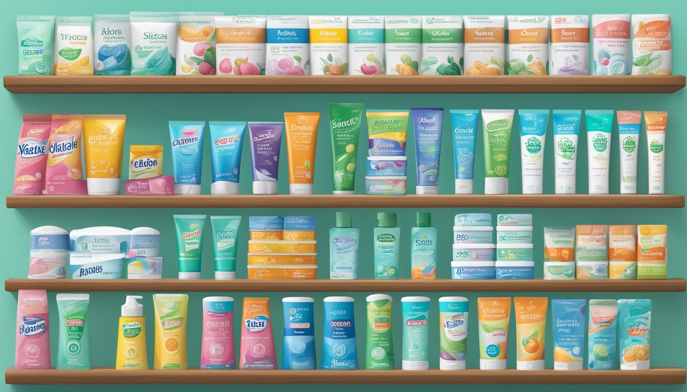 A variety of xylitol toothpaste brands are displayed on a shelf, with different flavors and packaging options to choose from