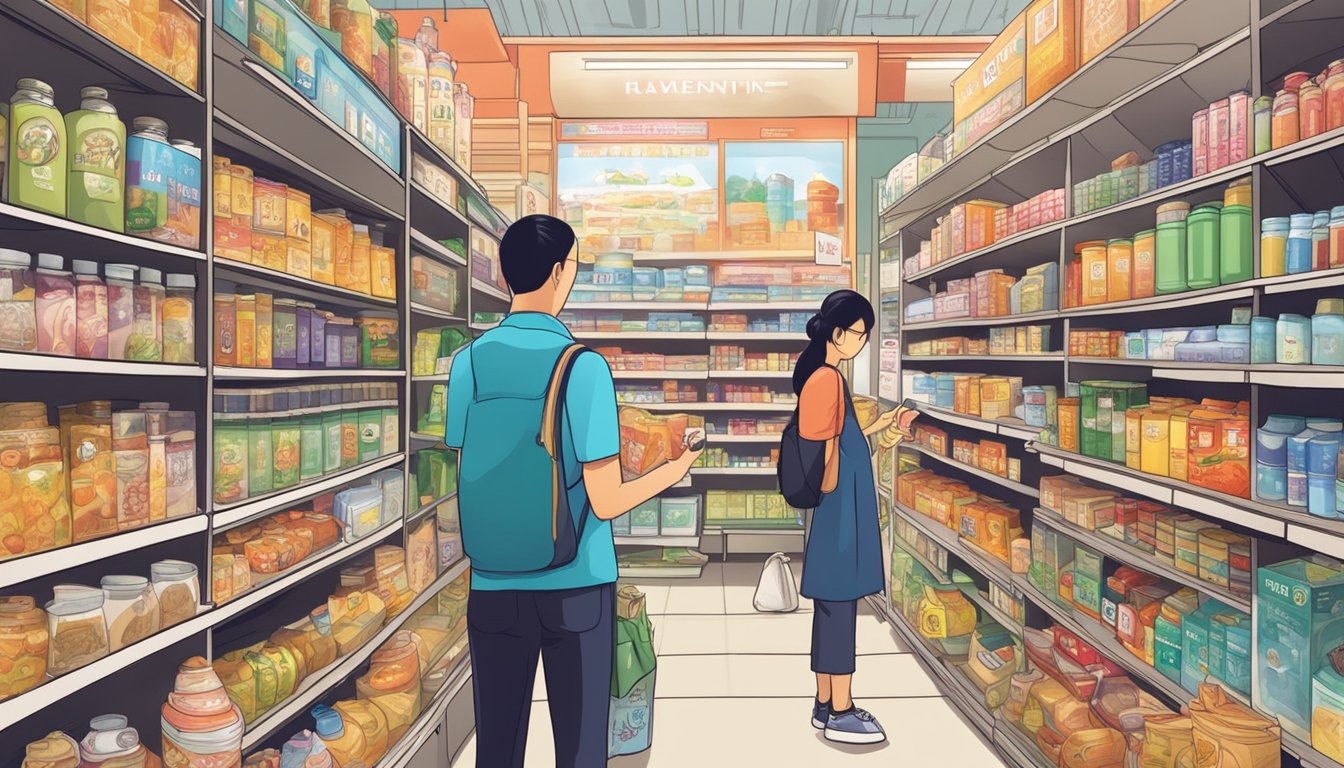 Taiwanese shoppers browsing shelves of Singaporean products with curiosity and interest