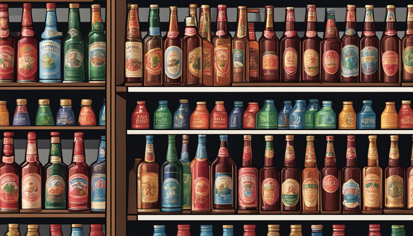 A shelf displays Singapore Sling bottles in a well-lit liquor store